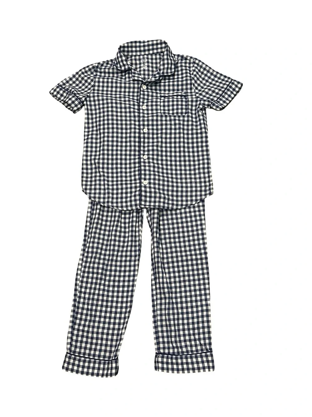 GUC Gap Kids Size 6 Navy and White Gingham Short-Sleeve Pajama Set